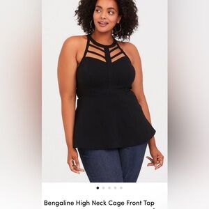 Torrid High Neck Peplum Black Top Size 3